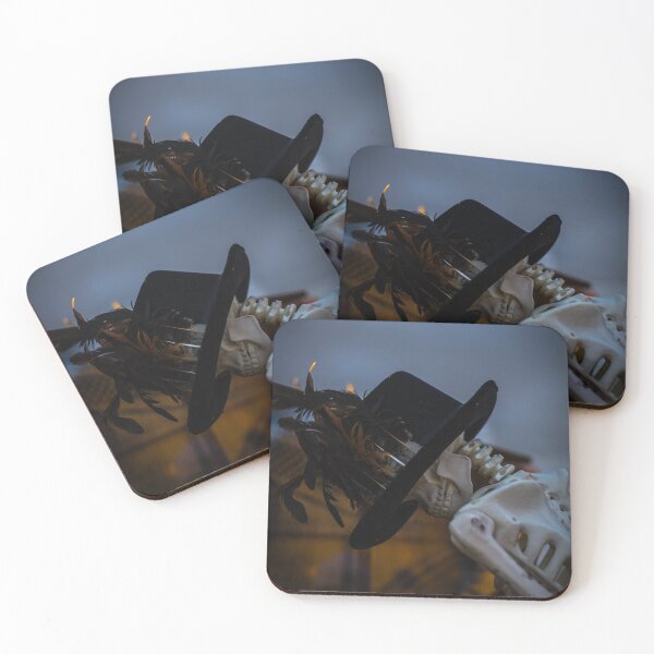 Item preview, Gothic Skeleton Musician in Black Feathered Hat Playing Piano designed and sold by NorthWild.