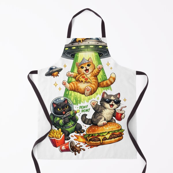 Item preview, Funny Cats Abducted by Pizza UFO designed and sold by 199xstudio.