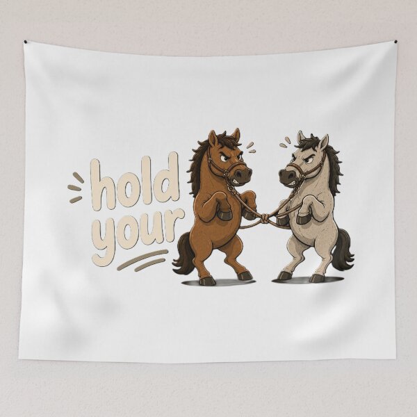 Item preview, Hold Your Horses | Funny Horse Pun Cartoon designed and sold by BabiesNanimals.