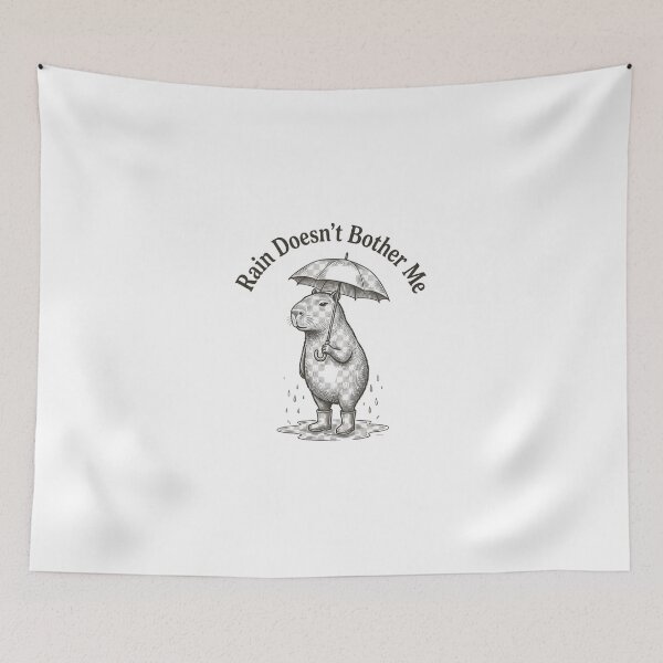 Item preview, Rain Doesn't Bother Me Capybara Funny Vintage Umbrella T-Shirt designed and sold by StickerNestYou.