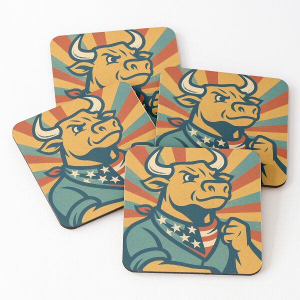 Item preview, Courage Never Quits Patriotic Bull | Bold American Flag Illustration | Vintage USA Americana Wall Art designed and sold by PaintedPixels01.