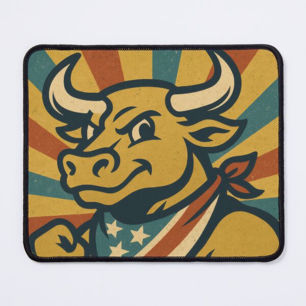 Item preview, Courage Never Quits Patriotic Bull | Bold American Flag Illustration | Vintage USA Americana Wall Art designed and sold by PaintedPixels01.