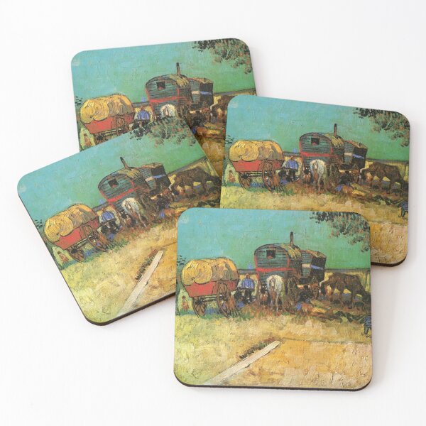 Item preview, Encampment of Gypsies with Caravans Vincent van Gogh painting designed and sold by ArtUnova.