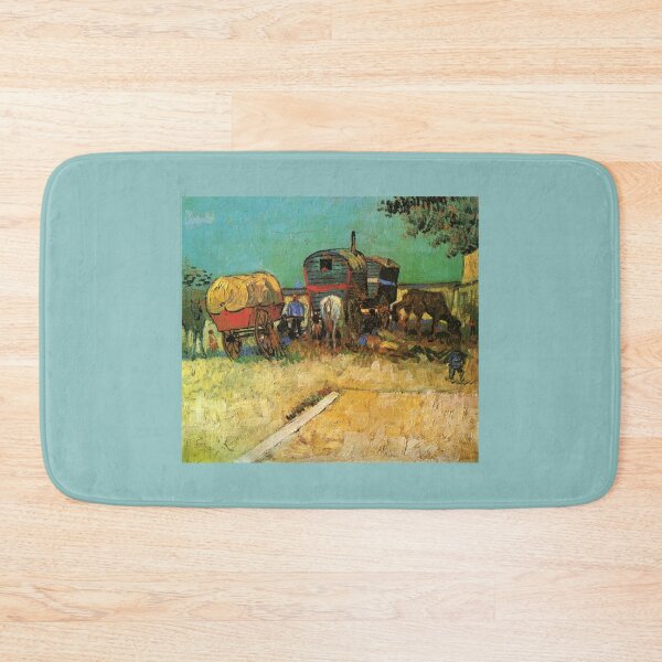Item preview, Encampment of Gypsies with Caravans Vincent van Gogh painting designed and sold by ArtUnova.