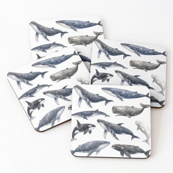 Item preview, Watercolour Whales – Blue Ocean Marine Life designed and sold by Bakes Designs.