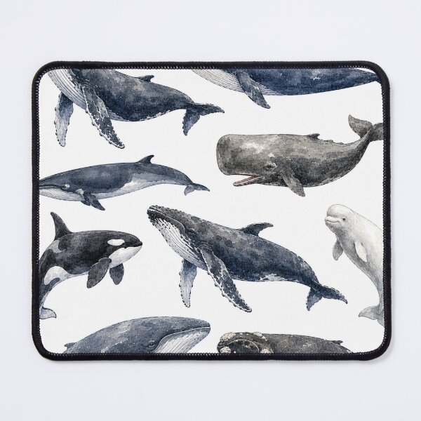 Item preview, Watercolour Whales – Blue Ocean Marine Life designed and sold by Bakes Designs.