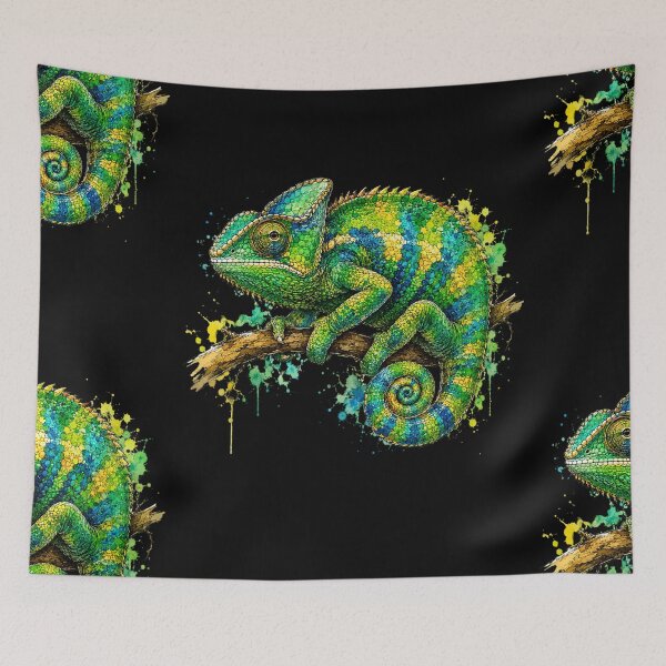 Item preview, Colorful Chameleon Watercolor Art – Tropical Nature Illustration designed and sold by ColorSplash123.