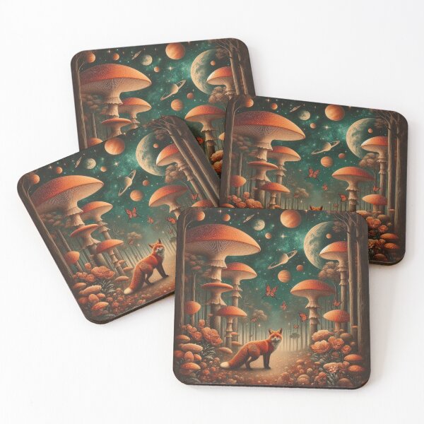 Item preview, Cosmic Fox – Surreal Fantasy Forest Art designed and sold by Dogandesighn.