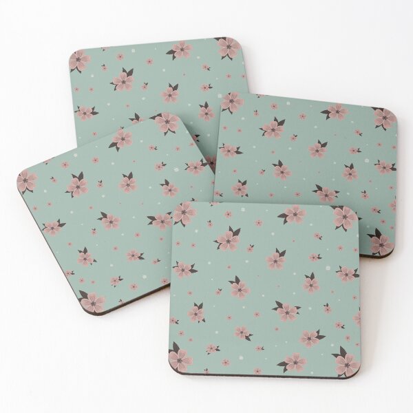Item preview, Dusty Rose Floral Pattern on Sage Blue designed and sold by Little Wimbly.