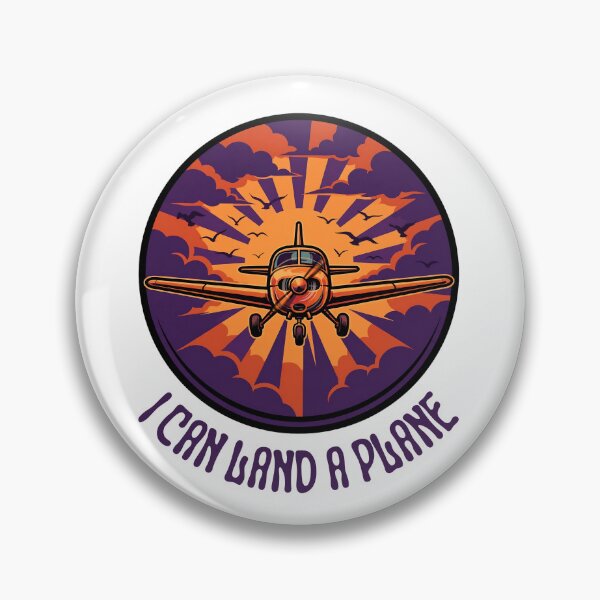 Item preview, I Can Land A Plane Funny Retro Pilot Sunset Aviation Badge designed and sold by Neurospicy Trolls.