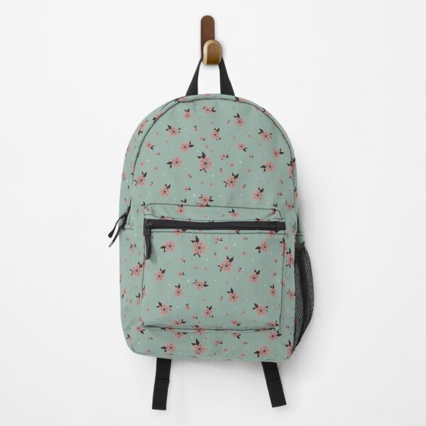 Item preview, Dusty Rose Floral Pattern on Sage Blue designed and sold by Little Wimbly.