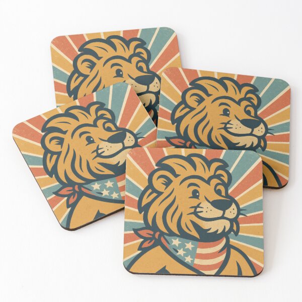 Item preview, Stand Proud Patriotic Lion | Bold American Flag Illustration | Vintage USA Americana Wall Art designed and sold by PaintedPixels01.