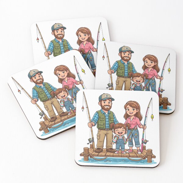 Item preview, Cute Cartoon Fishing Family - Happy Parents and Child on Dock designed and sold by NoFishToday.