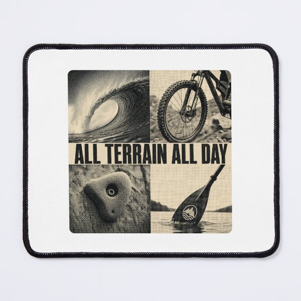 Item preview, All Terrain All Day – Multi Sport Halftone Grid Art Print Tee Sticker Adventure Gift designed and sold by sharifex.