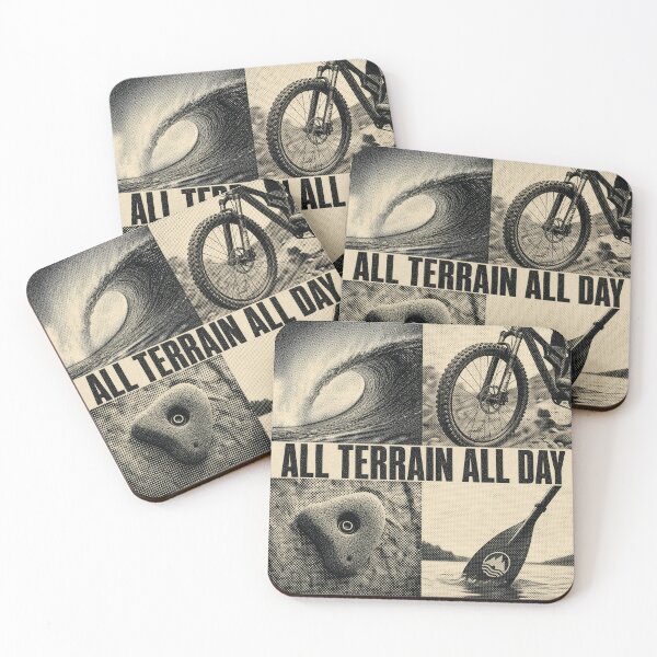 Item preview, All Terrain All Day – Multi Sport Halftone Grid Art Print Tee Sticker Adventure Gift designed and sold by sharifex.