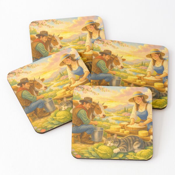 Item preview, Farmers Making Cheese and Cat Eating Cabbage designed and sold by M-Y-A-R-T-.