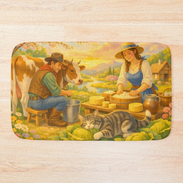 Item preview, Farmers Making Cheese and Cat Eating Cabbage designed and sold by m-y-A-I-A-R-T-.