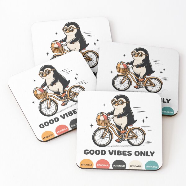 Item preview, Good Vibes Only Cute Penguin Riding Bicycle Funny Summer Graphic T-Shirt designed and sold by StickerNestYou.