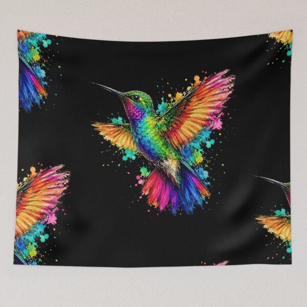 Item preview, Tropical Hummingbird Watercolor Art – Colorful Bird Illustration designed and sold by ColorSplash123.