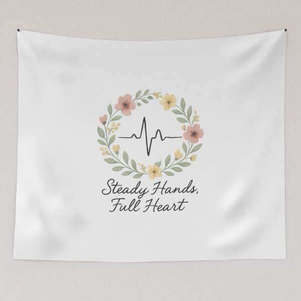 Item preview, Steady Hands Full Heart Nurse Shirt, Floral Pulse Line T-Shirt, Boho Watercolor Nurse Gift Tee, Nurse Heartbeat Graphic Shirt designed and sold by TshirtsLabs.
