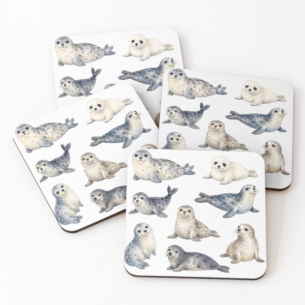 Item preview, Cute Watercolour Seals – Coastal Marine Life designed and sold by Bakes Designs.