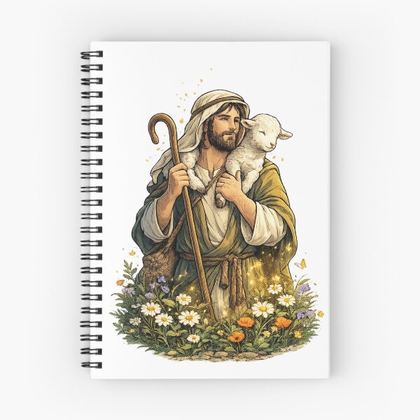 Item preview, Shepherd carrying a lamb through wildflowers designed and sold by DVerse Studio.