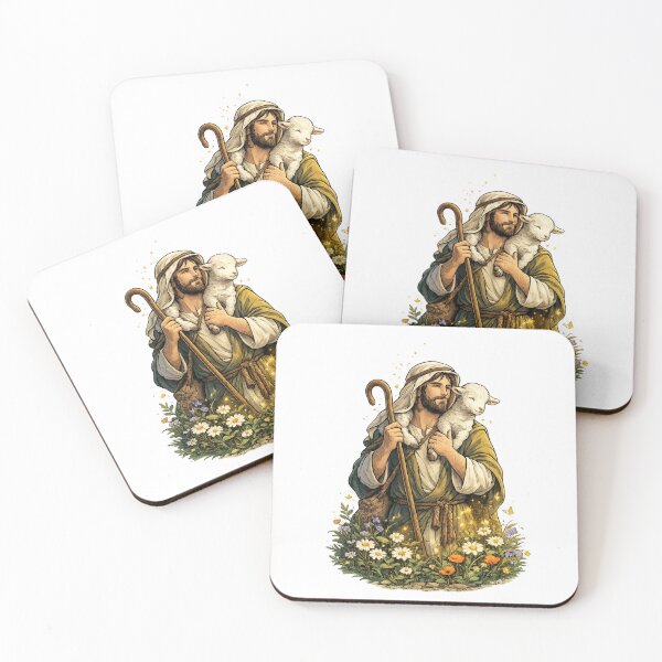 Item preview, Shepherd carrying a lamb through wildflowers designed and sold by DVerse Studio.