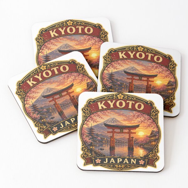 Item preview, Kyoto Japan Vintage Travel Badge Sticker | Torii Gate Sakura Sunset Retro Landmark Decal designed and sold by DreamPaw Studio.