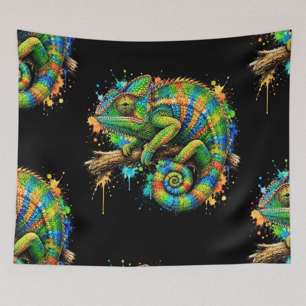Item preview, Colorful Chameleon Watercolor Art – Vibrant Tropical Reptile Illustration designed and sold by ColorSplash123.