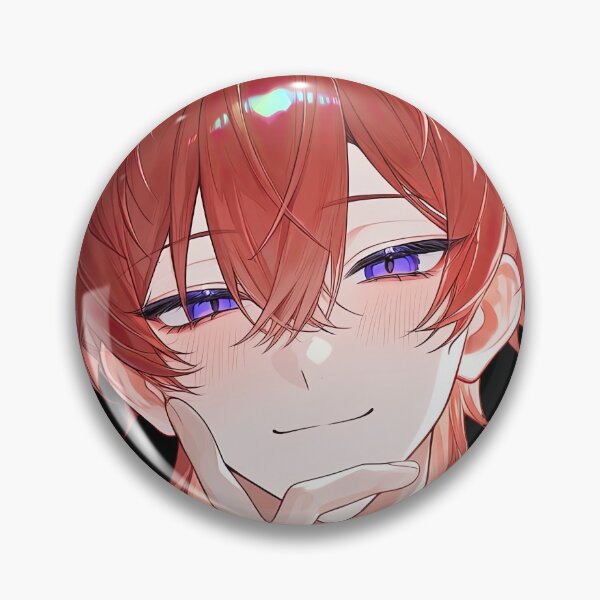 Item preview, Vibrant Red-Haired Anime Boy Portrait with Purple Eyes designed and sold by Sergii Davydenko.