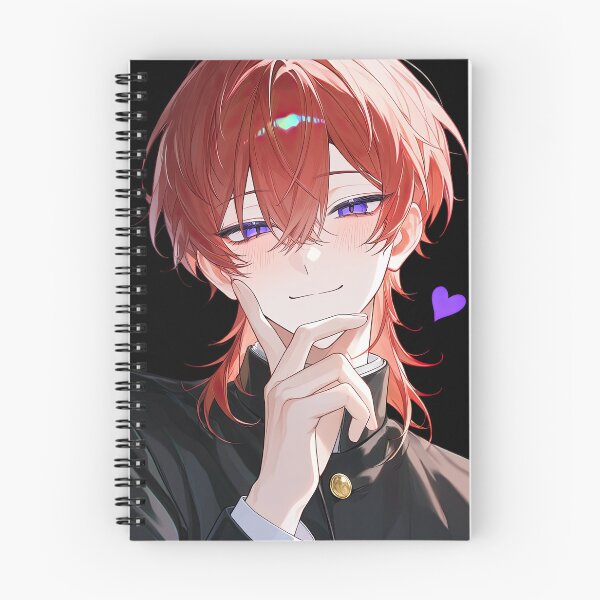 Item preview, Vibrant Red-Haired Anime Boy Portrait with Purple Eyes designed and sold by Sergii Davydenko.