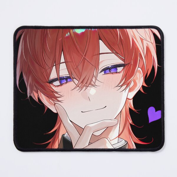 Item preview, Vibrant Red-Haired Anime Boy Portrait with Purple Eyes designed and sold by Sergii Davydenko.