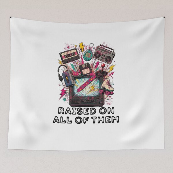 Item preview, Raised On All Of Them Retro 80s 90s Nostalgia Vintage TV designed and sold by Neurospicy Trolls.