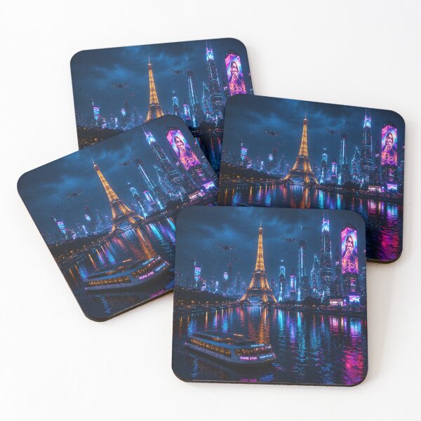 Item preview, Paris 2150 Cyberpunk Wall Art | Futuristic Eiffel Tower Neon City | Paris Poster | Neon Atlas designed and sold by NSAstore.