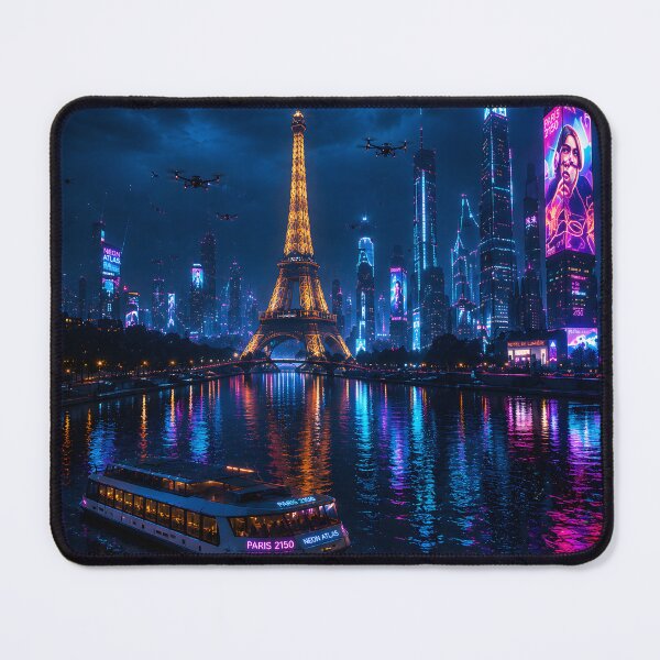 Item preview, Paris 2150 Cyberpunk Wall Art | Futuristic Eiffel Tower Neon City | Paris Poster | Neon Atlas designed and sold by NSAstore.