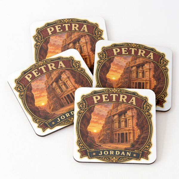 Item preview, Petra Jordan Vintage Travel Badge Sticker | Al Khazneh Treasury Retro Desert Souvenir designed and sold by DreamPaw Studio.