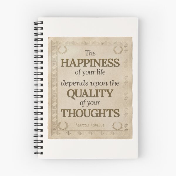 Item preview, The Happiness of Your Life Depends Upon the Quality of Your Thoughts - Marcus Aurelius - Elegant Script Stoic Quote - Black and Gold Version designed and sold by Stoic Core.