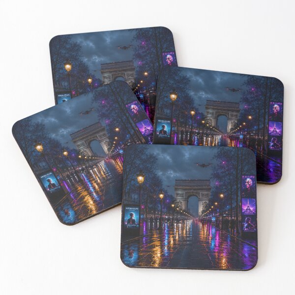 Item preview, Paris 2150 Cyberpunk Wall Art | Futuristic Eiffel Tower Neon City | Paris Poster | Neon Atlas designed and sold by NSAstore.