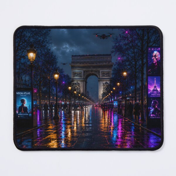 Item preview, Paris 2150 Cyberpunk Wall Art | Futuristic Eiffel Tower Neon City | Paris Poster | Neon Atlas designed and sold by NSAstore.