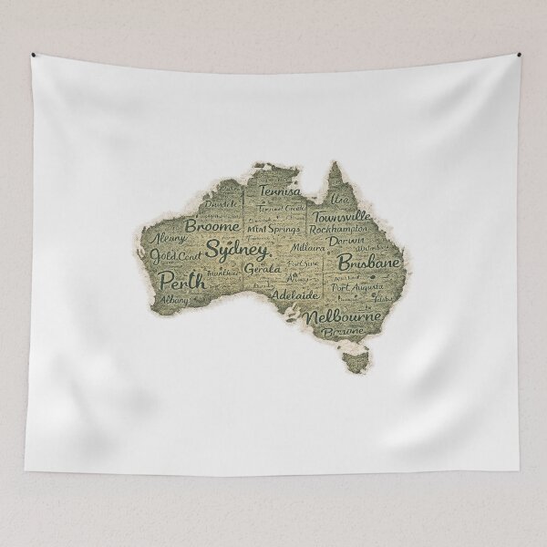 Item preview, Australia Map Made of Australian City Names designed and sold by JMDG Studio.