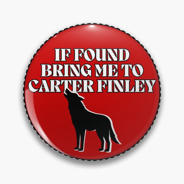 Item preview, "If Found Bring Me to Carter Finley" Tailgate Button - Black on Red designed and sold by livrobdesign.