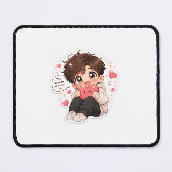 Item preview, You Make Me So Happy! | Cute Kawaii Chibi Boy Heart Sticker | Wholesome Anime Inspired Art designed and sold by DESPOT07.