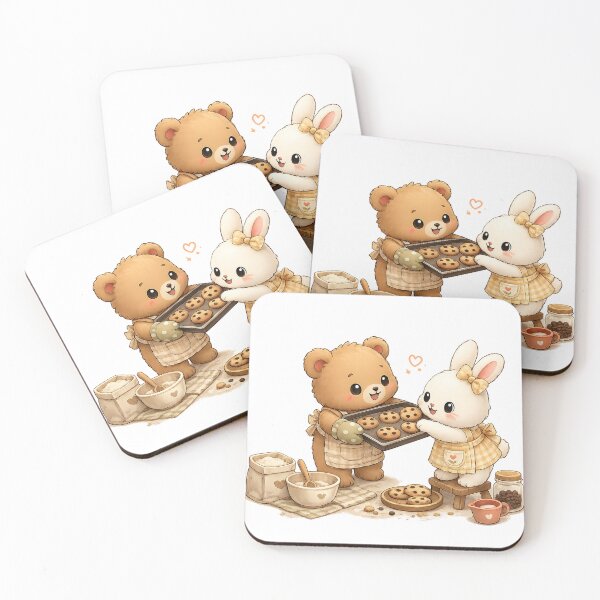 Item preview, Milo & Luna Baking Together | Cute Bear & Bunny Cookie Sticker designed and sold by Maystro-design.