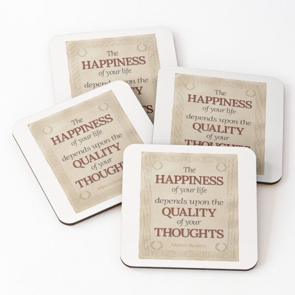 Item preview, The Happiness of Your Life Depends Upon the Quality of Your Thoughts - Marcus Aurelius - Elegant Script Stoic Quote - Roman Red Version designed and sold by Stoic Core.