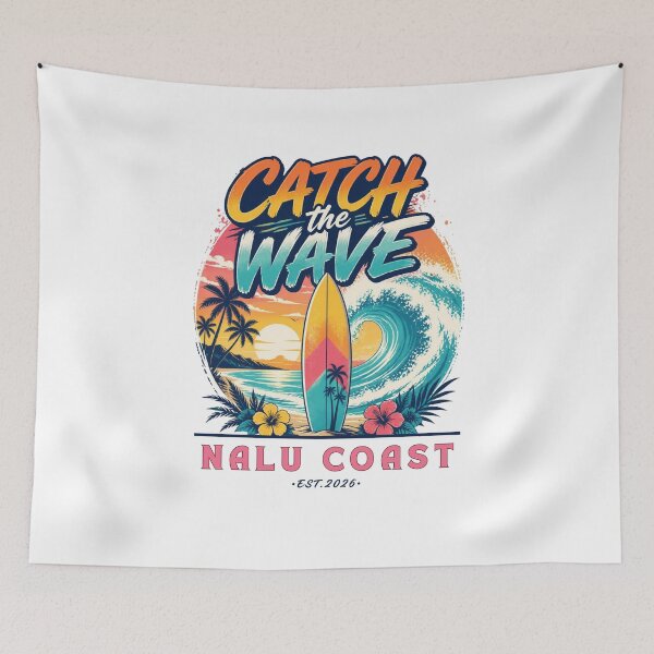 Item preview, Catch the Wave Vintage Surf T-Shirt | Tropical Beach Surfboard Design designed and sold by Nalu Coast.