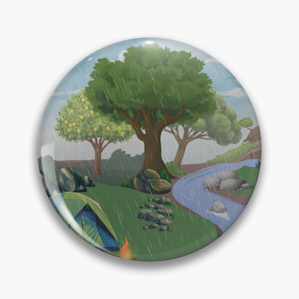 Item preview, Cozy Rainy Forest Camping | Peaceful Nature Landscape Art designed and sold by BlueTideGallery.