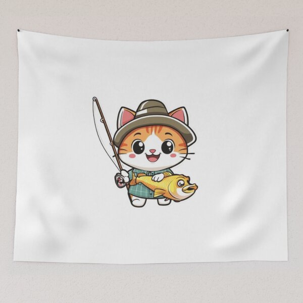 Item preview, "Happy Fisher Cat with Catch" designed and sold by NoFishToday.