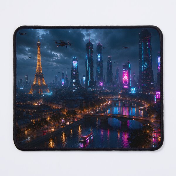 Item preview, Paris 2150 Cyberpunk Wall Art | Futuristic Eiffel Tower Neon City | Paris Poster | Neon Atlas designed and sold by NSAstore.
