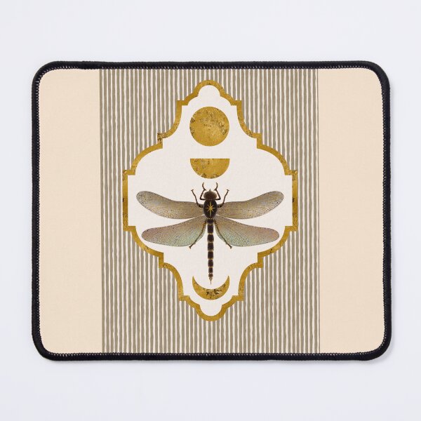 Item preview, Celestial Lunar Dragonfly Frame Linen Pattern designed and sold by Grin Katalina Floral Patterns & Cozy Art.