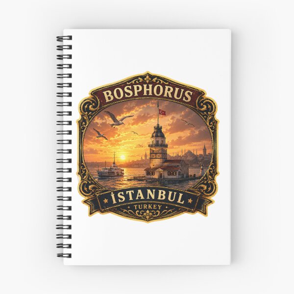 Item preview, Bosphorus Sunset Istanbul Vintage Travel Badge Sticker | Maiden's Tower Ferry Retro Souvenir designed and sold by DreamPaw Studio.